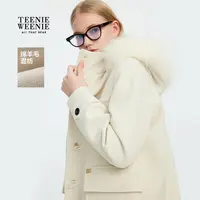 TeenieWeenie小熊女毛呢外套25学院风连帽牛角扣大衣TTJW258T02W