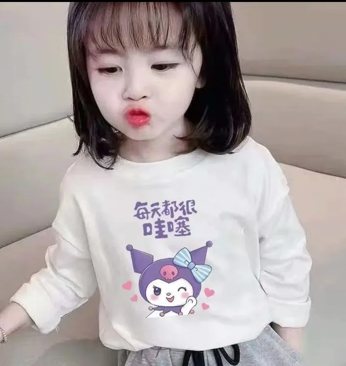 儿童纯棉长袖体恤2025新款女童宝宝打底洋气圆领上衣春秋款潮