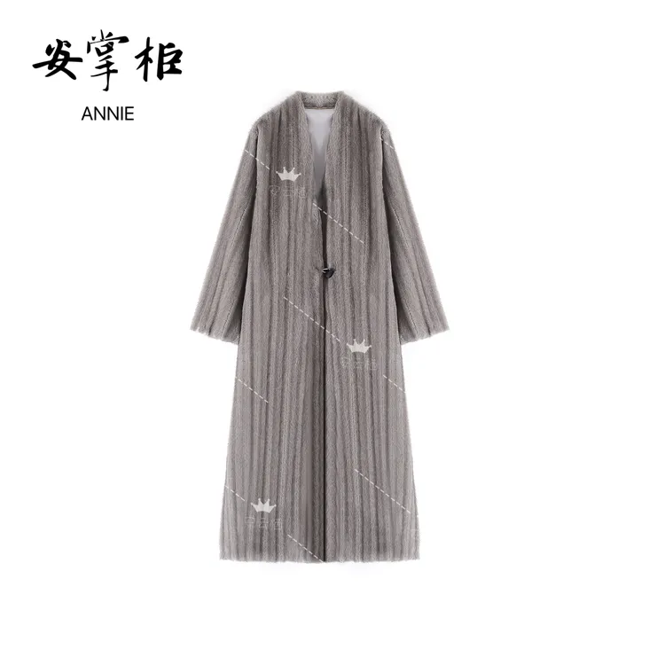 安掌柜【 松烟苏木】2025新款气质时尚毛毛外套 AYX5706