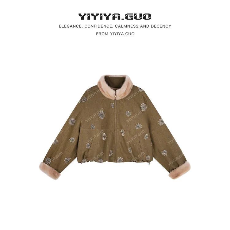 yiyiya.Guo艺艺吖【雪花】冬季亮片刺绣落肩长袖外套090149SS52