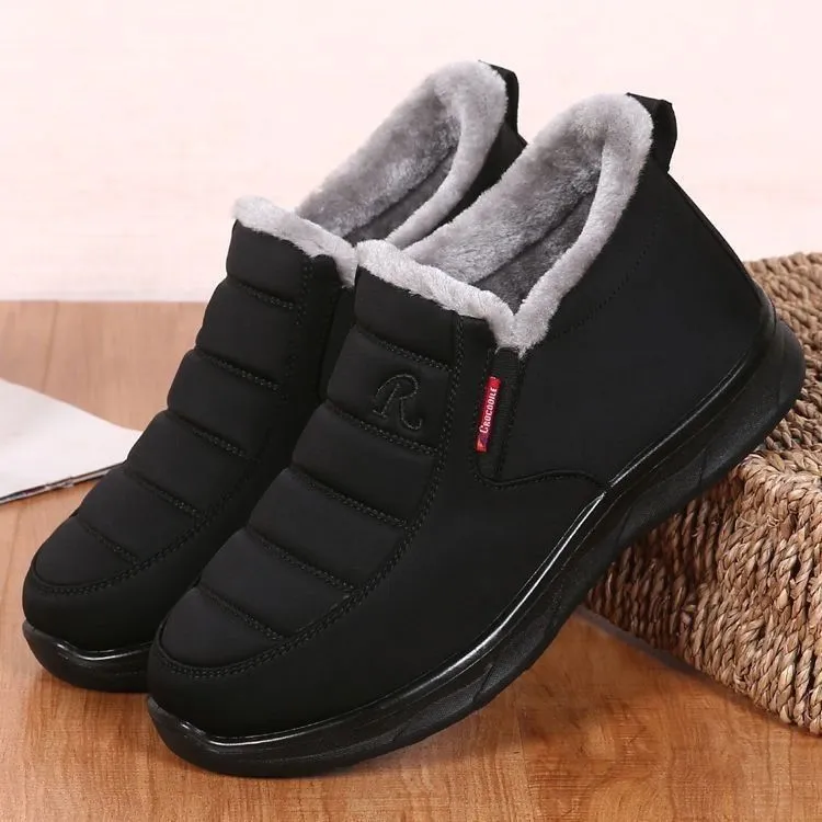 冬季防水男棉鞋加绒加厚保暖老北京布鞋爸爸鞋防滑套脚雪