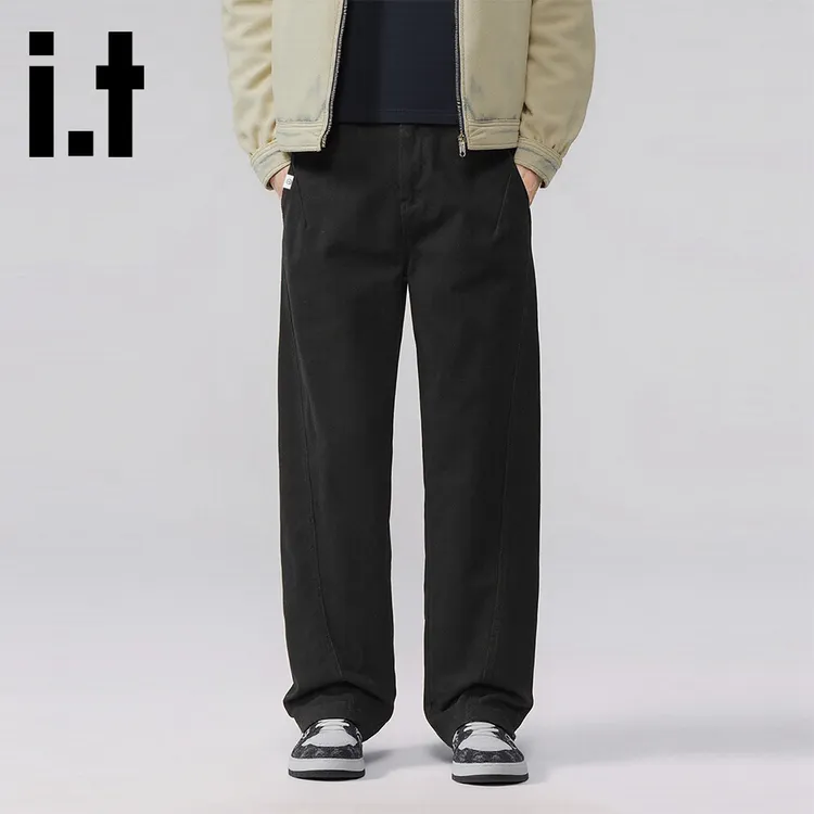 it:CHOCOOLATE秋季男士宽松直筒休闲长裤男个性拼接设计感裤子