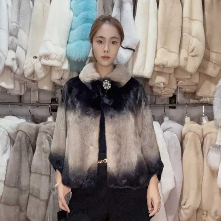 【33】银蓝色过度休闲百搭款水貂外套