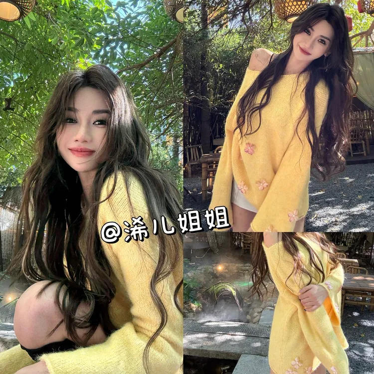 （浠儿姐姐）法式气质立体花朵针织毛衣秋季女装洋气减龄超好看上衣