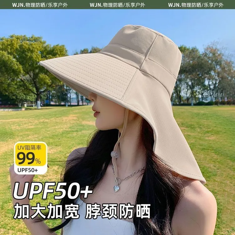 大帽檐防晒帽女遮脸披肩防紫外线夏季太阳骑行户外遮阳登山帽凉帽