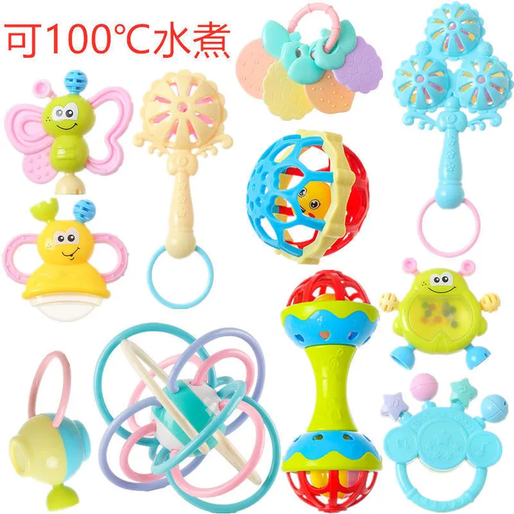 0-12个月婴幼儿益智早教摇铃牙胶可水煮婴儿玩具新生宝宝0-手摇铃