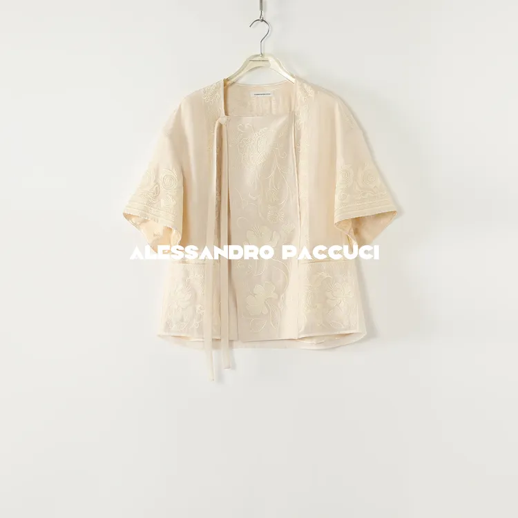 AP洛哥51028UG【瑶台】莱赛尔+亚麻方领绣花时尚百搭中国风上衣