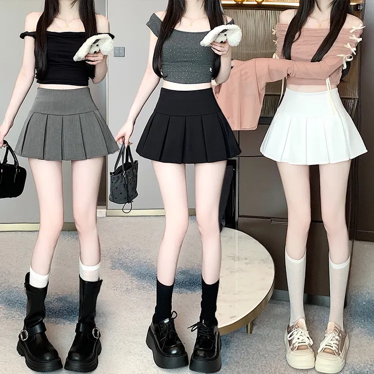 2025秋冬新款显瘦显腿长百褶半身裙纯欲风防走光辣妹高腰a字短裙