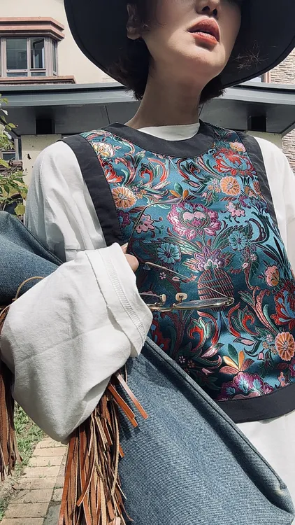 【蓝繁花】红shop早春时尚百搭中国风高级显瘦新中式女士马甲