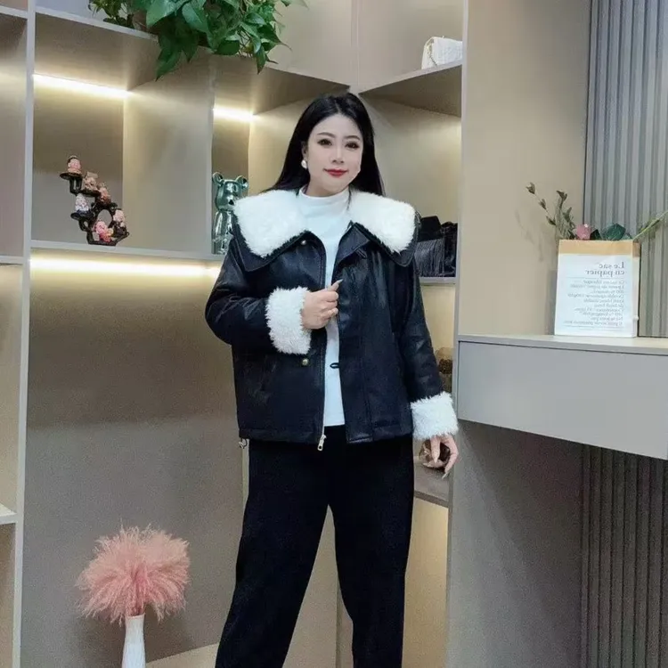 冬季加绒外套-甜 5197时尚潮流休闲保暖设计款胖MM大码女装新款