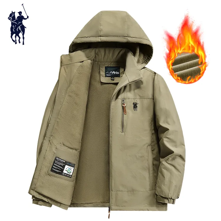 保罗艾布纳加绒加厚夹克冬季大码休闲男士防风防水保暖冲锋衣外套