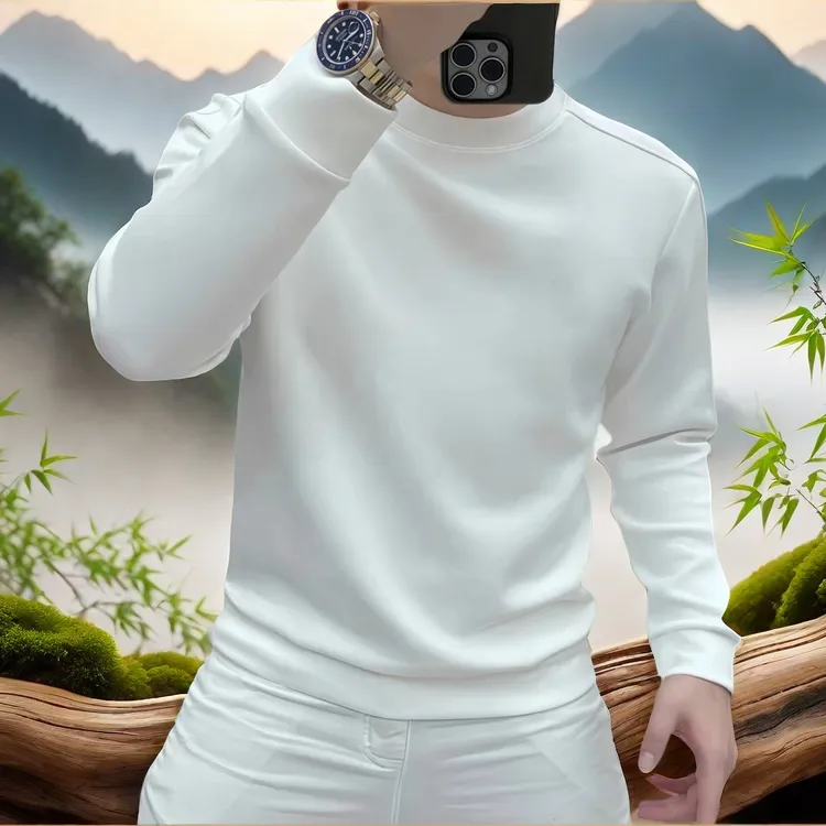 秋冬新款印花套头百搭休闲卫衣白色秋冬长袖常规款圆领男装常规