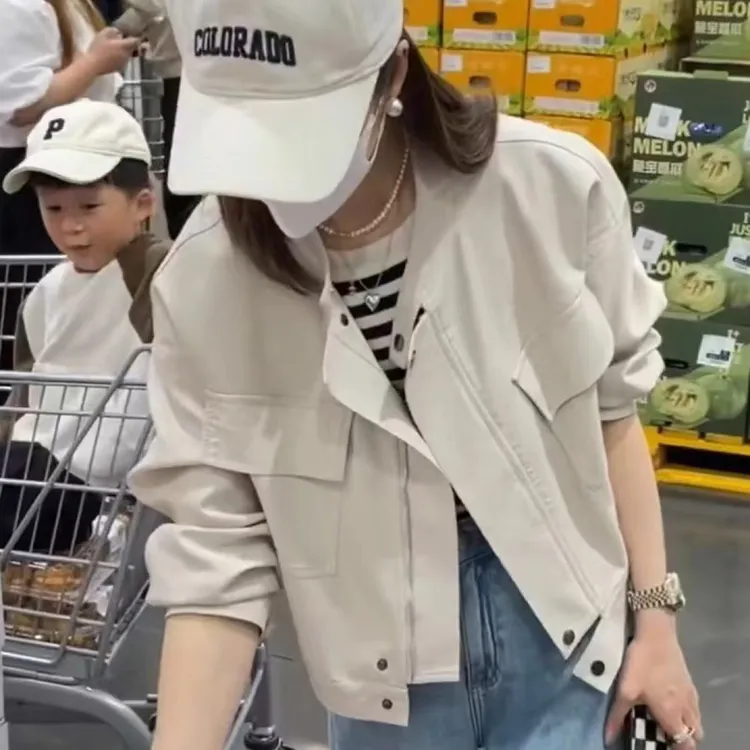 现货 新款 休闲小皮衣 外套女 宽松显瘦机车时尚短款洋气百搭