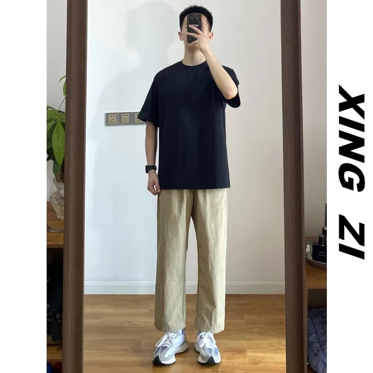 夏季小个子九分裤男直筒休闲裤薄款透气百搭日系简约高品质裤子男