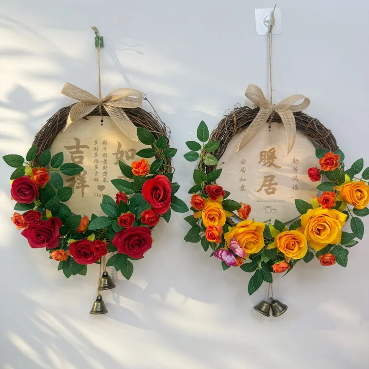高仿真diy手工花环挂饰墙面装饰入户门客厅卧室店铺墙壁创意挂牌