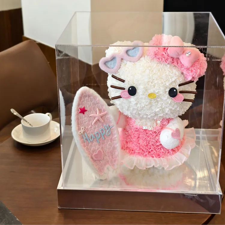 BLUEBELLS ROSE夏日冲浪板Kitty永生花可爱猫永生花家居摆件