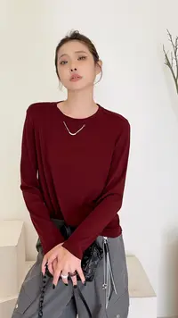 WANTHAT/凡黛卡外穿套头内搭修身显瘦圆领长袖打底衫801#