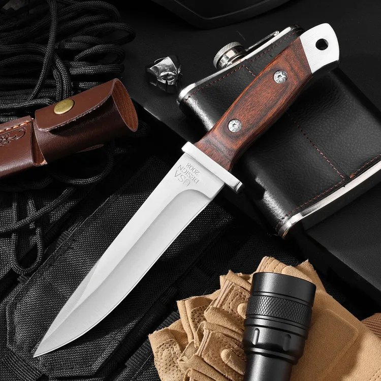 （新疆包邮）漏影二代巴克2008户外露营便携高硬度多功能野外探险刀