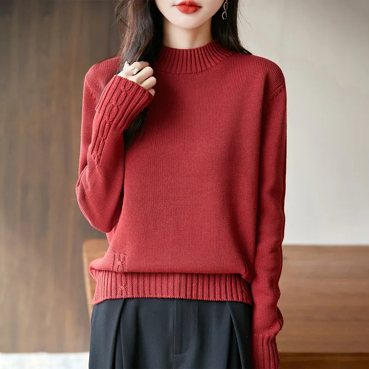 【加厚款】秋冬半高领七针女款加厚针织不起球棉毛衣