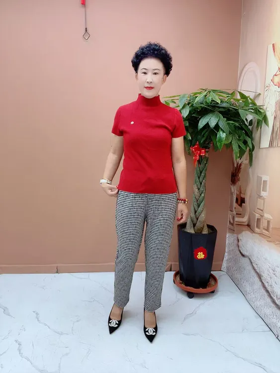 7508秋季新款欧绒棉小脚格子裤休闲时尚网红女士千鸟格百搭格纹