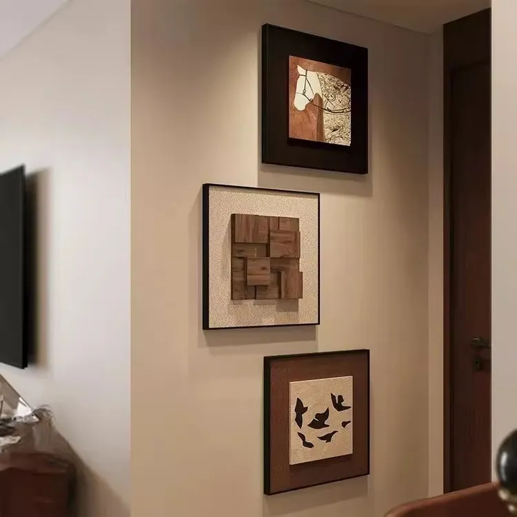 法式中古风入户玄关装饰画马到成功壁画复古高级感客厅挂画组合画