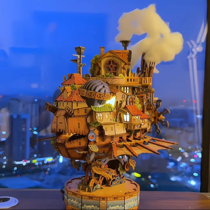 哈尔的移动城堡积木木质拼装模型3D动态手办桌面摆件情绪稳定神器