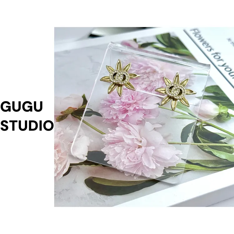 铜合金仿水晶耳饰 【姑姑专属】法式复古山茶花高级感耳钉 ES1657-1