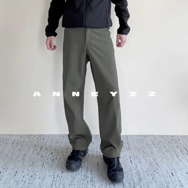 Anneyzz知易-"升级版"户外秋冬加绒加厚冲锋裤软壳直筒裤休闲裤