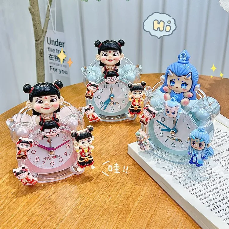 哪吒儿童可爱闹钟起床叫醒神器学生卡通卧室台钟新款桌面摆台时钟