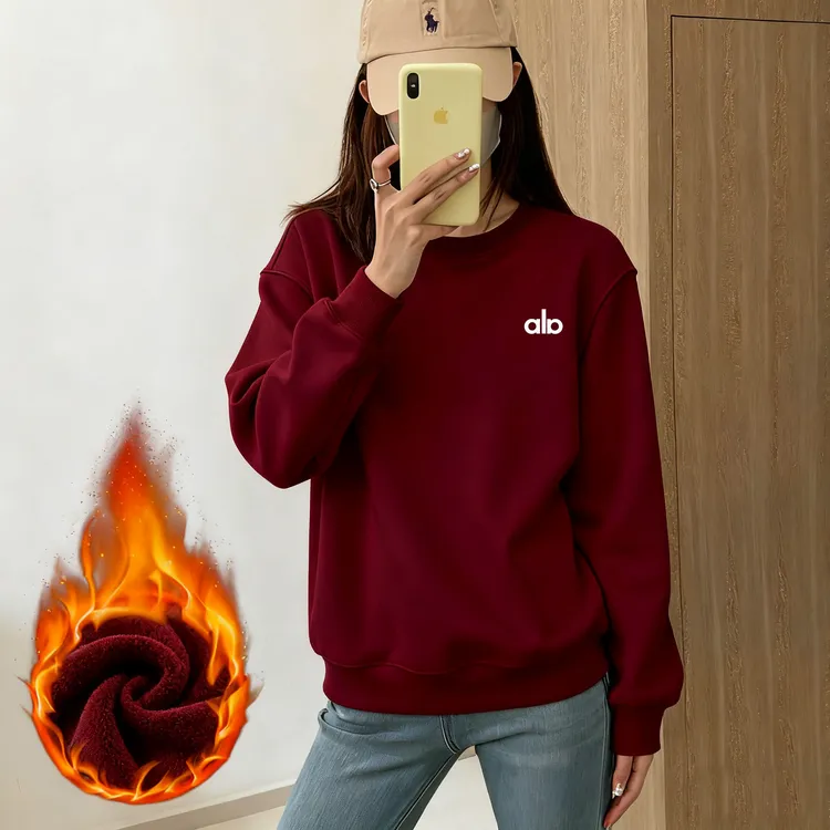 刺绣款卫衣-秋冬季加绒圆领卫衣男女同款休闲运动打底衫长袖潮流