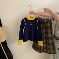 【安安家】女童洋气长袖秋冬撞色新款韩系打底衫R25556