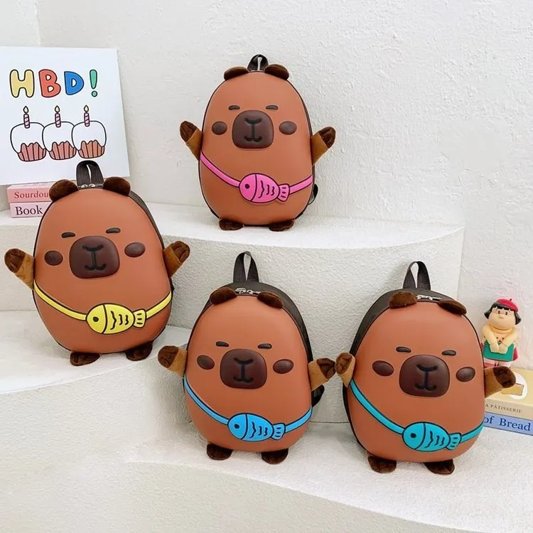 新款卡皮巴拉卡通蛋壳小背包萌趣可爱包宝宝幼儿园轻便幼儿小书包