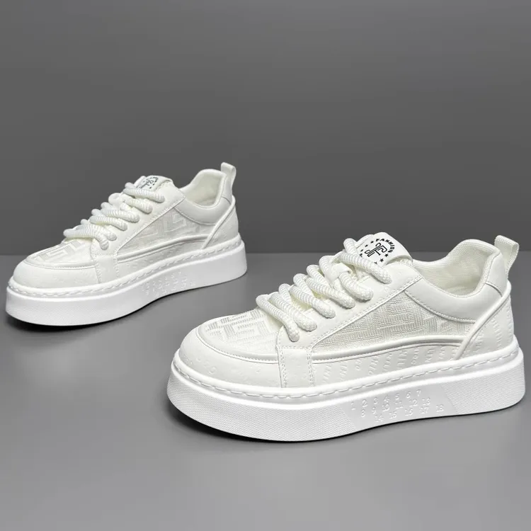 休闲厚底时尚低帮休闲风夏季运动帆布鞋透气百搭网面鞋中跟薄款