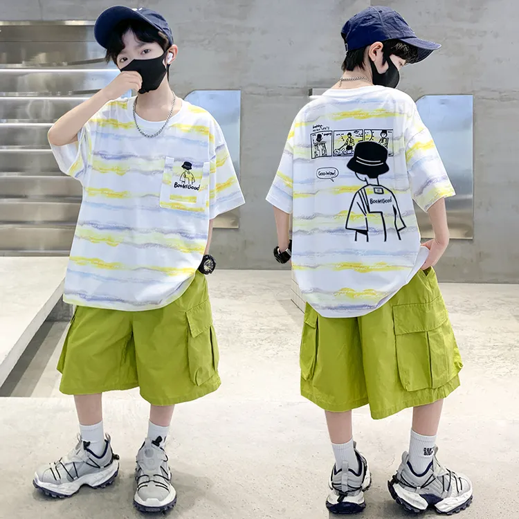 男童套装夏季薄款中大童帅气炸街宽松夏装男孩儿童装6-12岁韩版潮