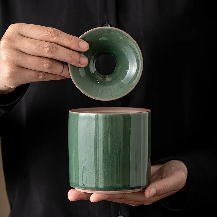 哥窑烟灰缸家用客厅办公室茶室茶道配件大容量创意个性汝窑烟灰缸