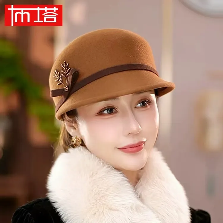 布塔绵羊毛秋冬马术帽羊毛呢帽英伦复古小礼帽1337