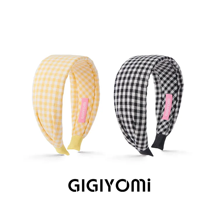 GIGIYOMi韩国小众设计少女百搭格子简约宽边甜美高颅顶头箍发箍