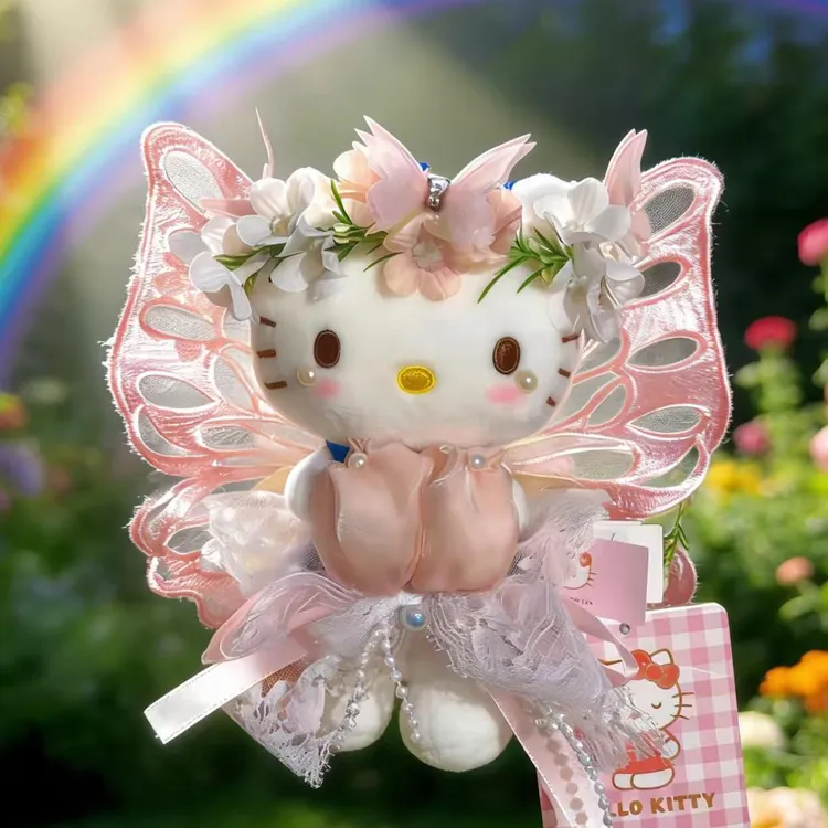 【送礼品袋】正版三丽鸥hellokitty包包挂件蝴蝶仙子礼物毛绒挂件