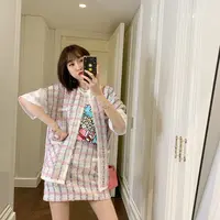 ◆张静芝韩国东大门 夏款粉蓝格高级香香风阔型马甲