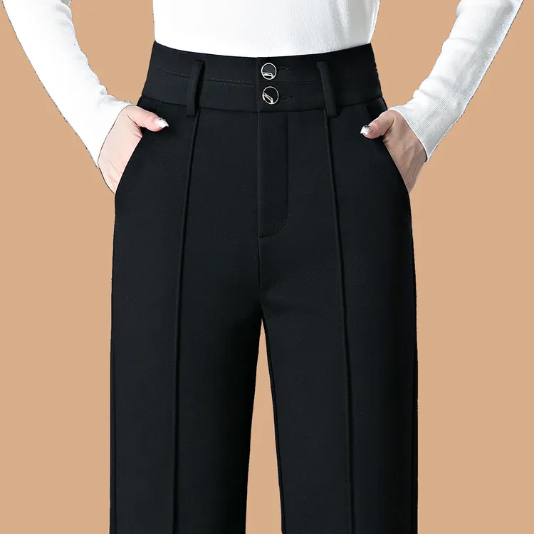 阔腿裤女2025秋冬季新款加绒加厚休闲西装裤高腰中年妈妈直筒裤子