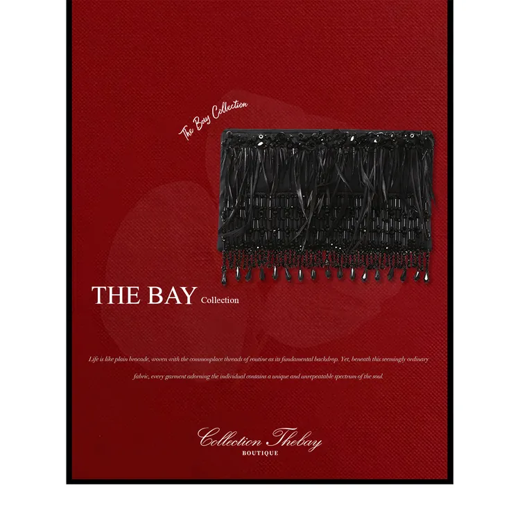 TheBay【夜宴】手工钉缝重工钉珠羽毛单肩包Bay2LXYR0330