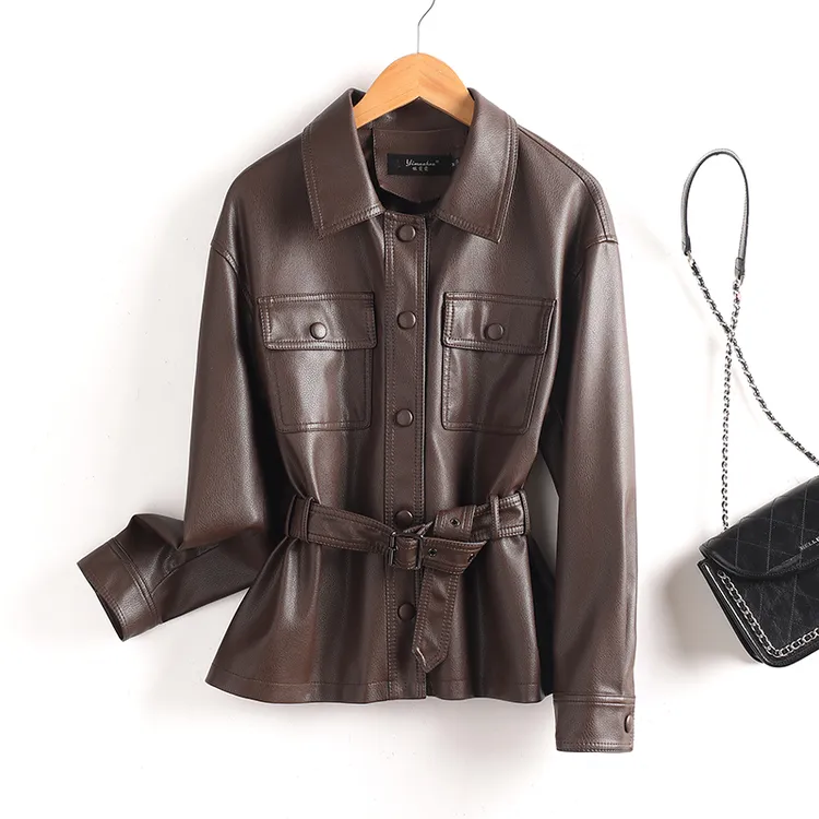 【宋佳同款】688YY真皮皮衣女短款韩版修身气质新款夹克皮衣外套
