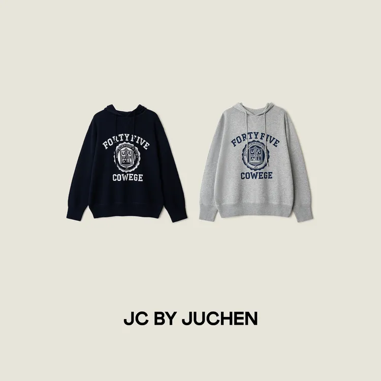 双股精梳棉经典字母徽章提花针织衫经典百搭连帽卫衣FW109004-195