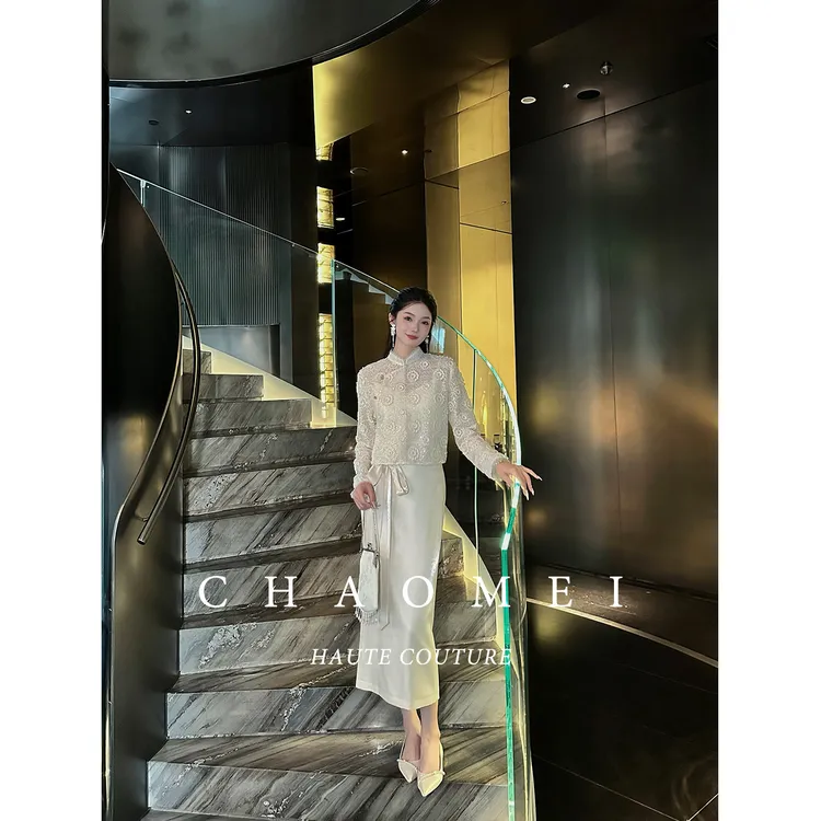 冯（CHAOMEI【月柔】新中式中国风女装国潮风高端女装100棉上衣+半裙