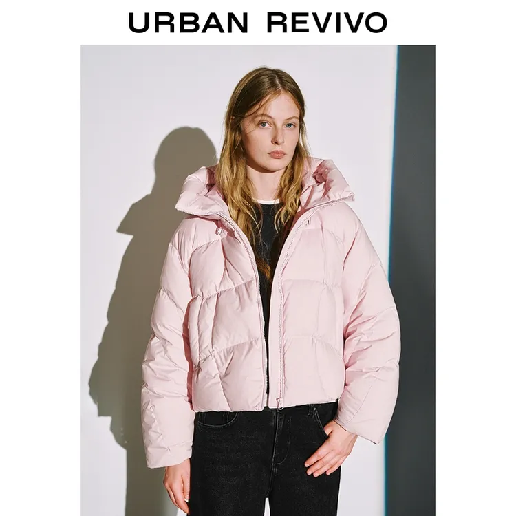 UR2025冬季新款女装流光风休闲连帽抽绳绗缝羽绒服UYY150088