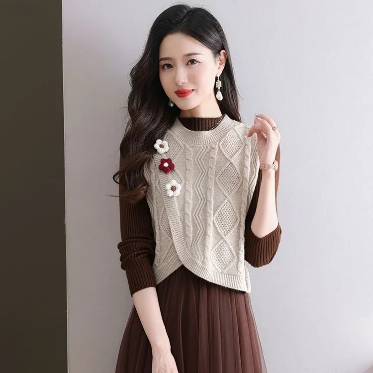 针织毛线马甲女超短款外搭秋季新款小香风坎肩毛衣马夹小背心外套