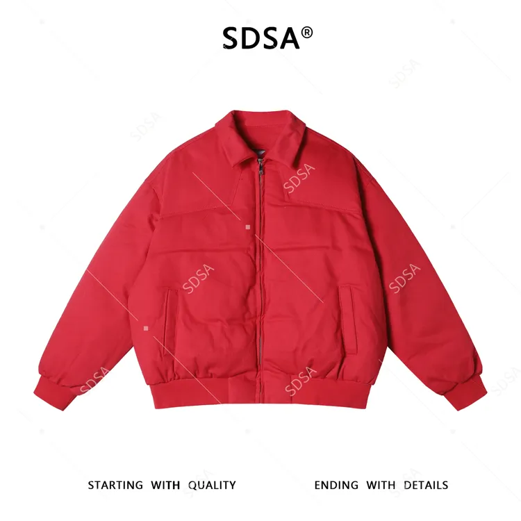 SDSA男士秋冬新款痞帅男装韩版简约纯色翻领棉服保暖时尚情侣外套