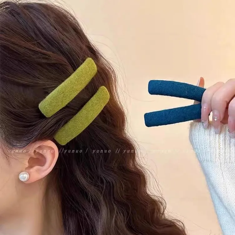 毛呢简约发夹侧边刘海碎发夹复古BB夹精致小饰品新款网红爆款发卡