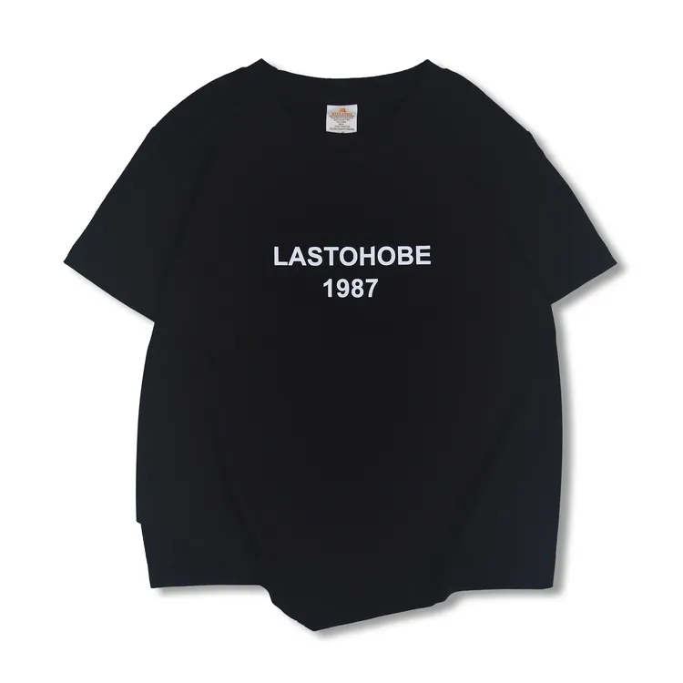 ins休闲重磅印花短袖字母廓形天丝T恤美式百搭复古t恤字母HT001