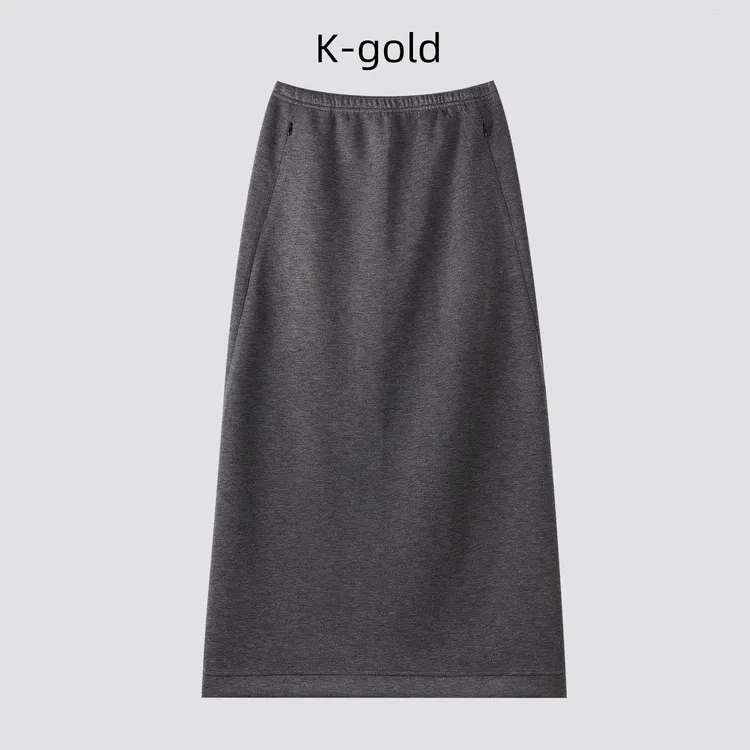 极简休闲气质百搭2025秋季高腰松紧腰高弹力直筒半身裙